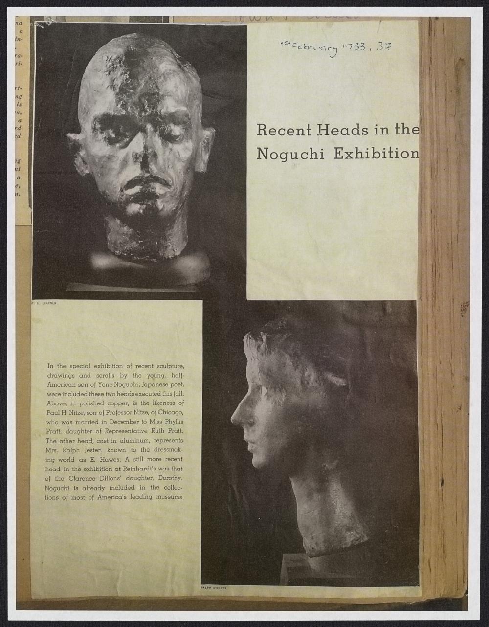 "Recent Heads in the Noguchi Exhibition." (1 February 1933).