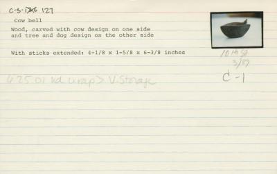 Indonesian; Cow Bell; Wood, metal; 1 5/8 x 6 3/8 in.; Collection of Isamu Noguchi. (Study Collection; Collectibles, C-S-127)