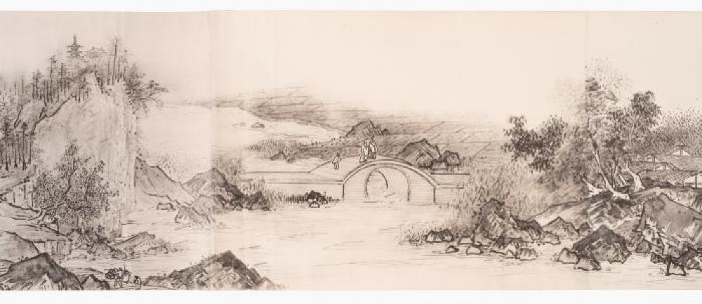 Reproduction of Sesshus Long Landscape Scroll; 1907; Collotype print; 53 1 3/4 x 14 3/4 in.; Collection of Isamu Noguchi. (Study Collection; Collectibles, C-V-34)

, image 6