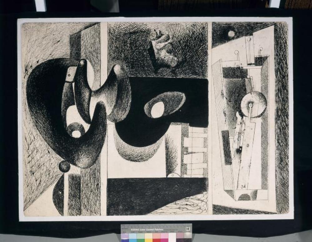Arshile Gorky (American, born Van Province, Ottoman Empire [present-day Turkey], c.1904-1948); Study For "Nighttime, Enigma and Nostalgia"; c.1930—1932; Drawing; Collection of Isamu Noguchi. (Study Collection; Collectibles)
