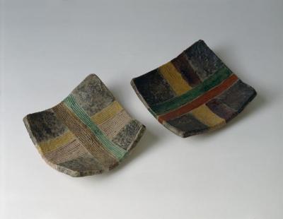Kitaōji Rosanjin (Japanese, 1883—1959); Plate; Ceramic; 2 x 6 3/4 x 6 5/8 in.; Collection of Isamu Noguchi. (Study Collection; Collectibles, C-S-85) and Kitaōji Rosanjin (Japanese, 1883—1959); Plate; Ceramic; 1 3/4 x 6 5/8 x 6 3/4 in.; Collection of Isamu Noguchi. (Study Collection; Collectibles, C-S-174)
