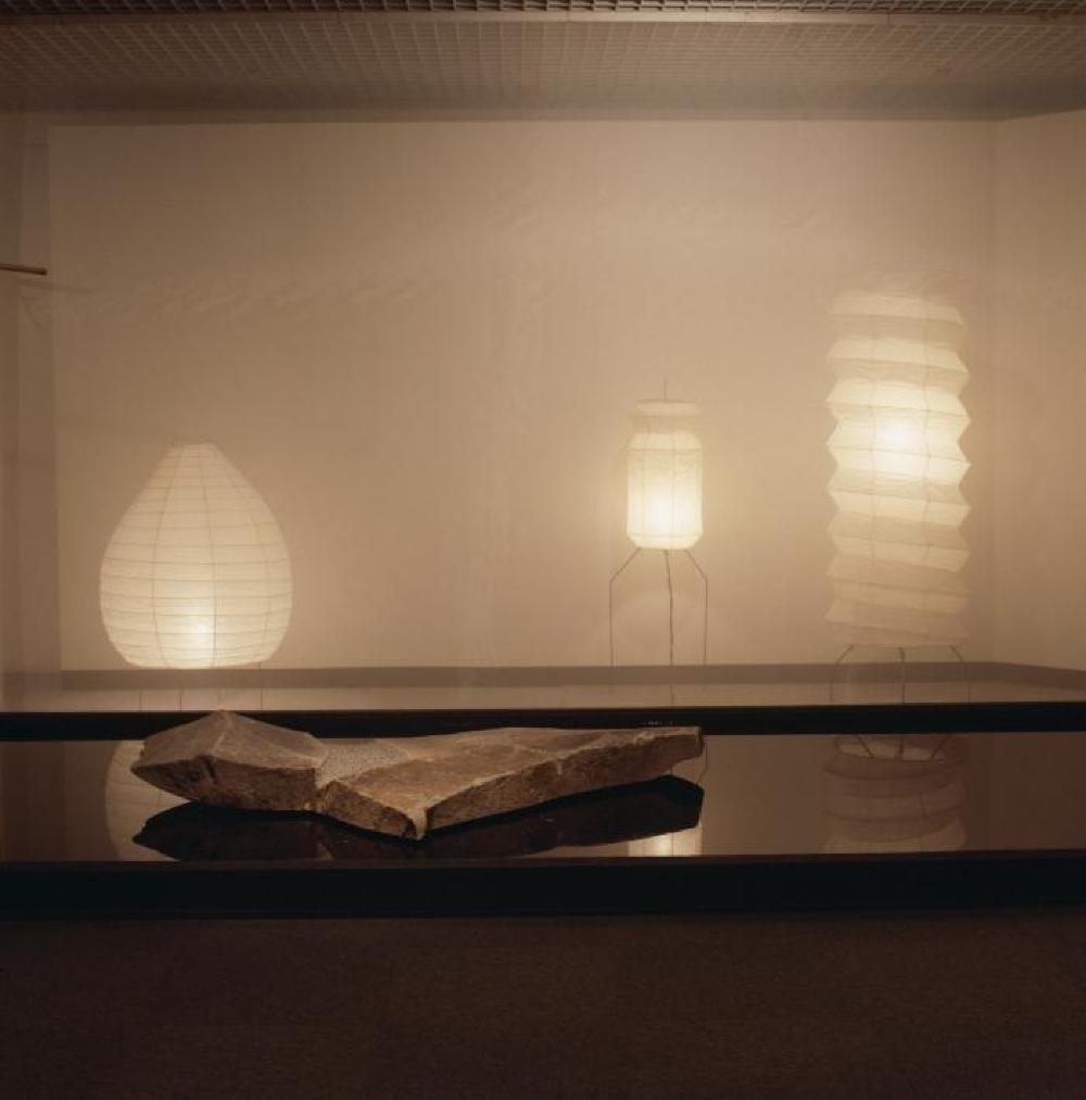 Installation view of "Space of Akari & Stone," Yurakucho Art Forum (Seibu Museum of Art), February 9, 1985 – February 20, 1985.