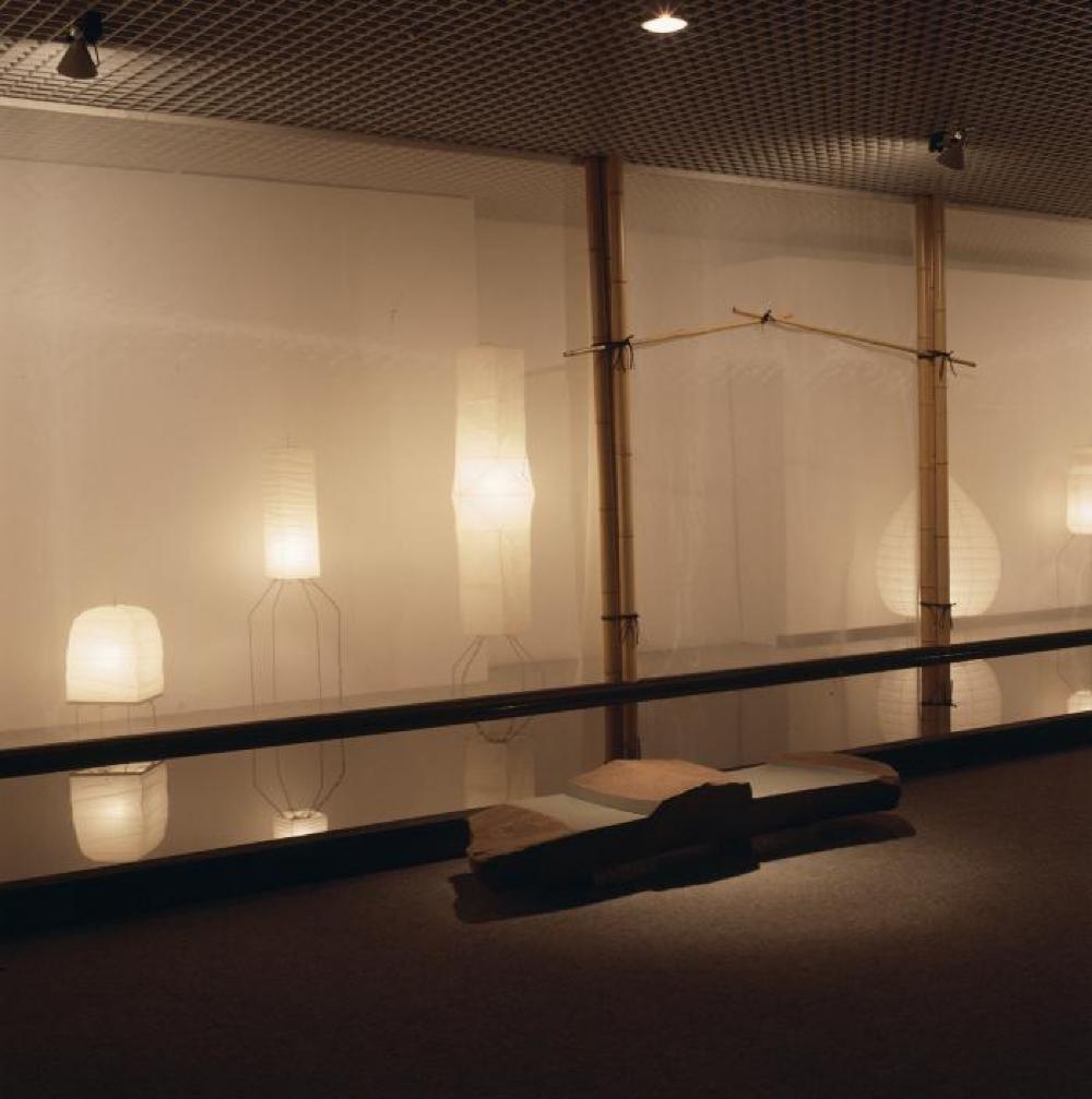 Installation view of "Space of Akari & Stone," Yurakucho Art Forum (Seibu Museum of Art), February 9, 1985 – February 20, 1985.