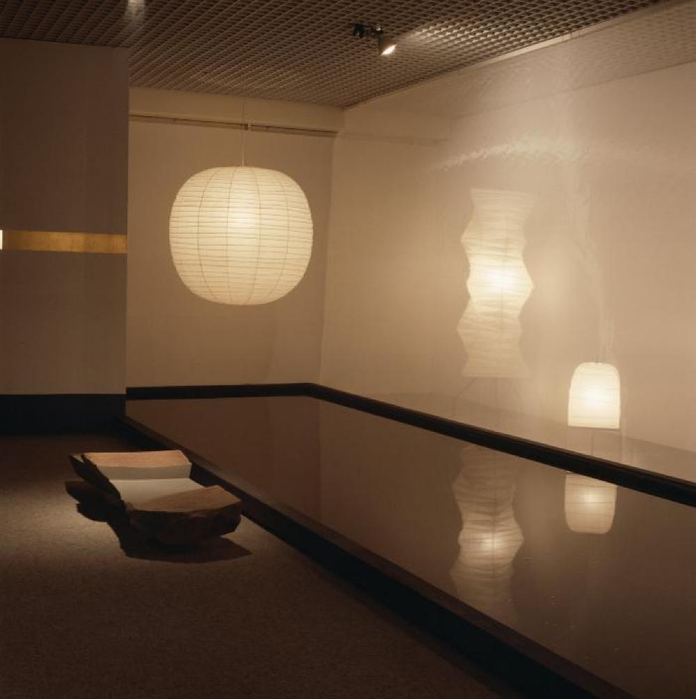 Installation view of "Space of Akari & Stone," Yurakucho Art Forum (Seibu Museum of Art), February 9, 1985 – February 20, 1985.