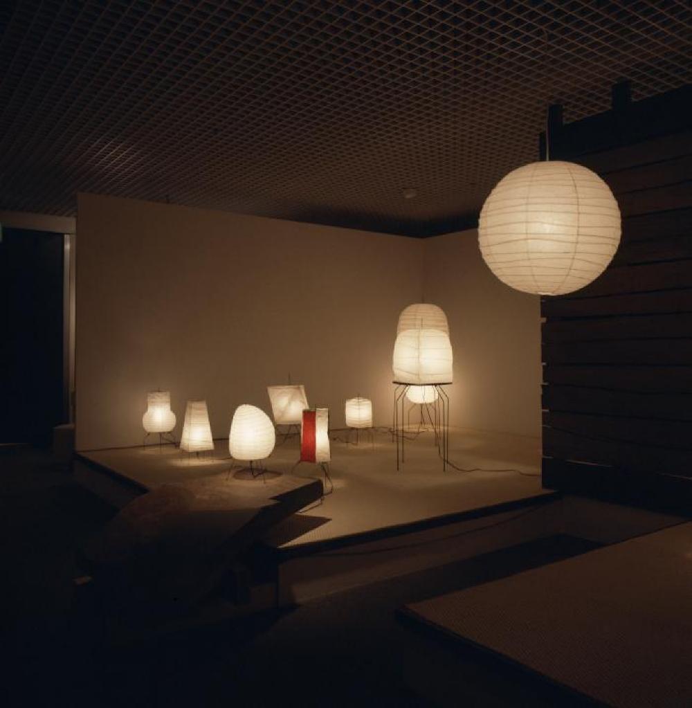 Installation view of "Space of Akari & Stone," Yurakucho Art Forum (Seibu Museum of Art), February 9, 1985 – February 20, 1985.