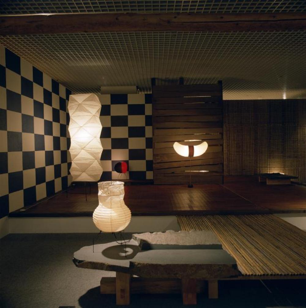 Installation view of "Space of Akari & Stone," Yurakucho Art Forum (Seibu Museum of Art), February 9, 1985 – February 20, 1985.