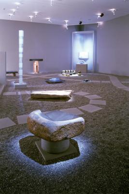 Installation view of "Isamu Noguchi Sculptural Design," Vitra Design Museum, Weil am Rhein, Germany, July 20 – November 18 2001.