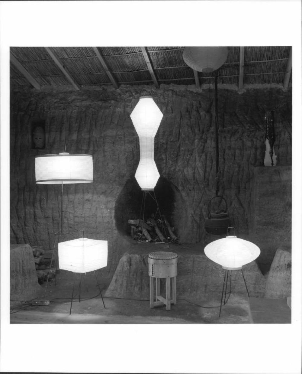 Interior of Isamu Noguchi's Kita Kamakura studio with Akari