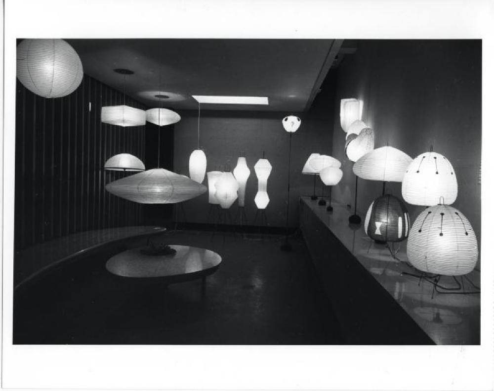 Installation view of "Isamu Noguchi Exhibition" Chuo Koron Gallery, August 2 - 7, 1954.