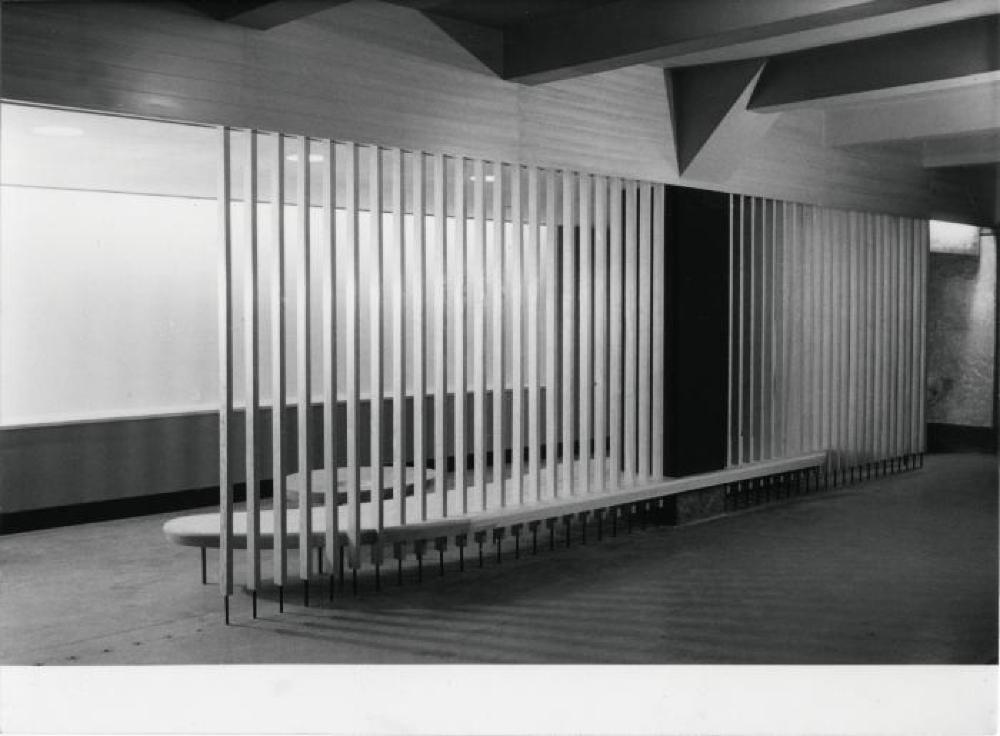 Installation view of "Isamu Noguchi Exhibition" Chuo Koron Gallery, August 2 - 7, 1954.