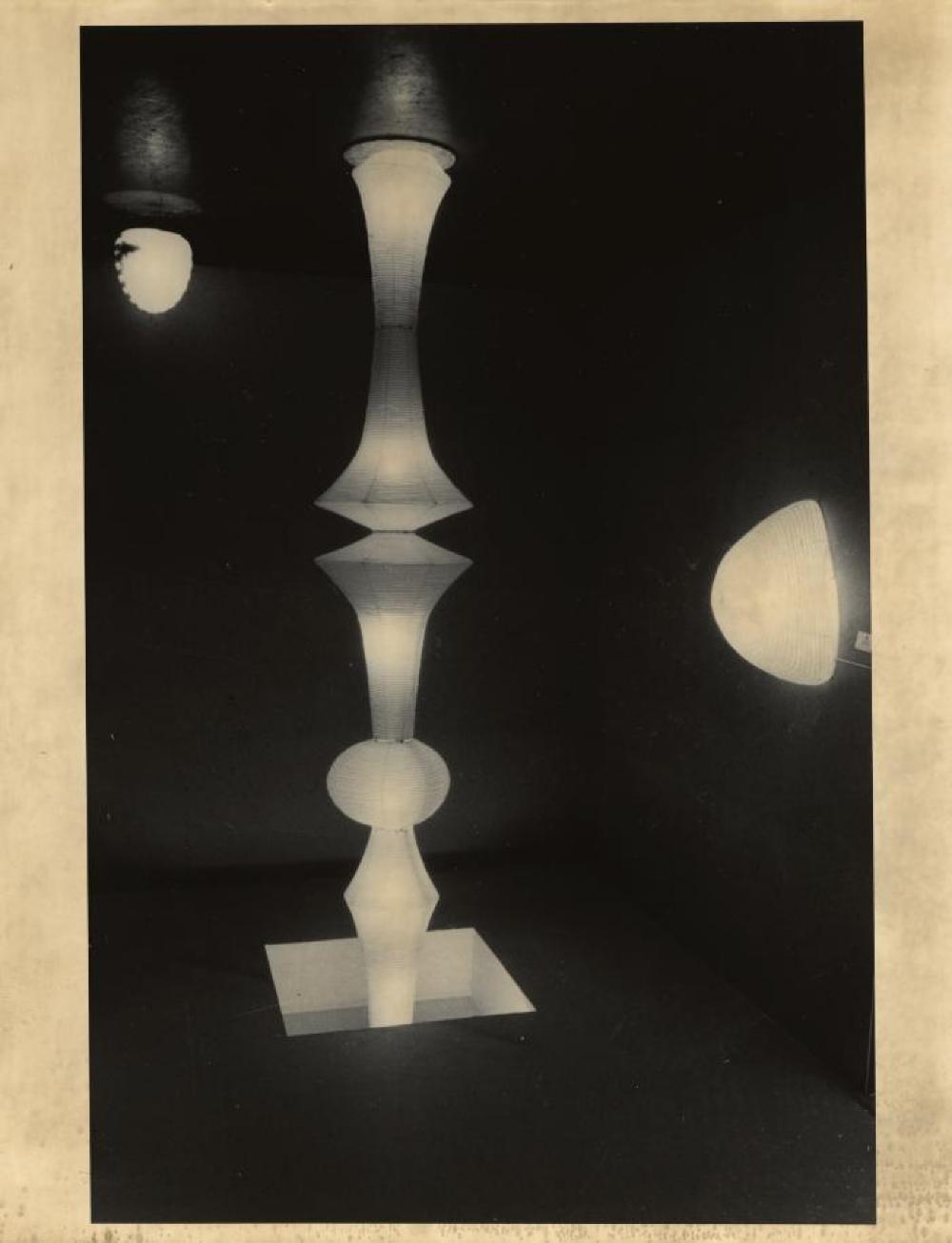 Installation view of "Isamu Noguchi Exhibition" Chuo Koron Gallery, August 2 - 7, 1954.