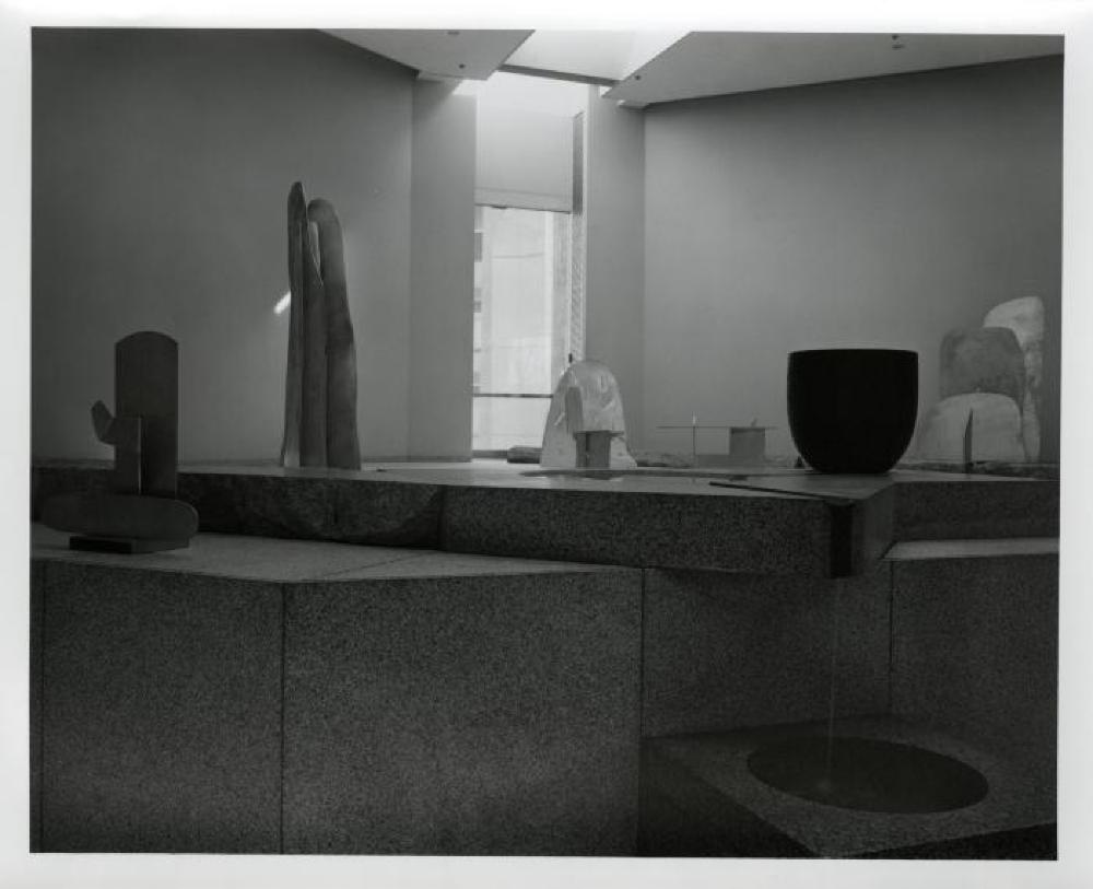 Installation view of "Isamu Noguchi: Steel Sculptures," Sogetsu Plaza (April, 1984).