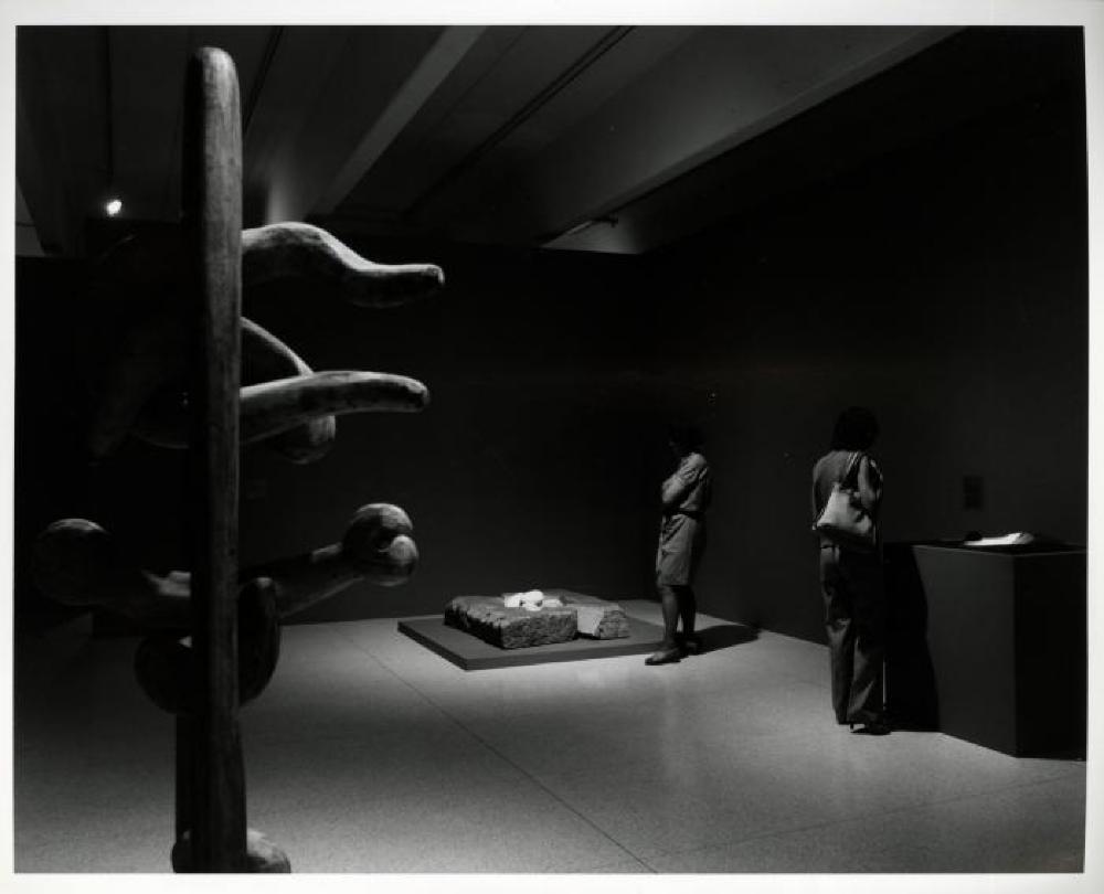 Installation view of "Three Sculptors: Noguchi, Oldenburg, Segal," Walker Art Center, July 12, 1980 - September 1, 1980.