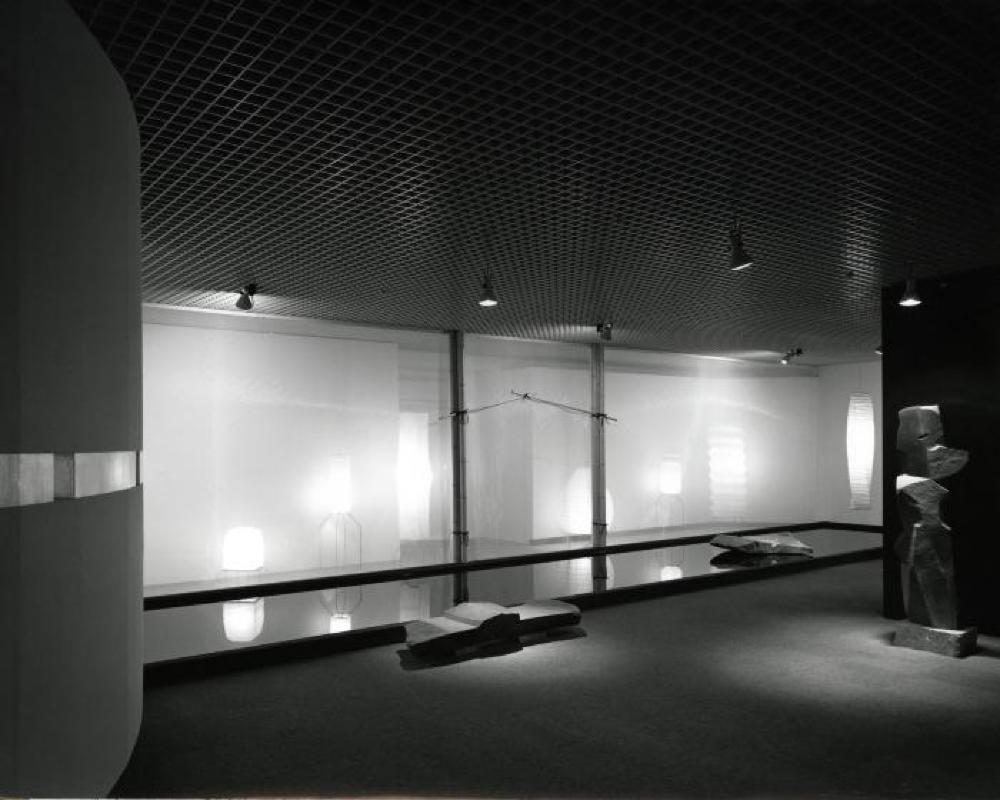 Installation view of "Space of Akari & Stone," Yurakucho Art Forum (Seibu Museum of Art), February 9, 1985 – February 20, 1985.