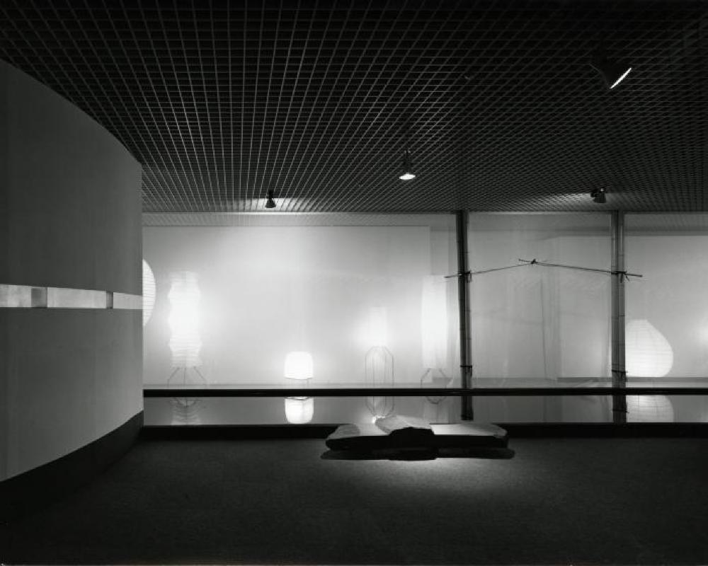 Installation view of "Space of Akari & Stone," Yurakucho Art Forum (Seibu Museum of Art), February 9, 1985 – February 20, 1985.