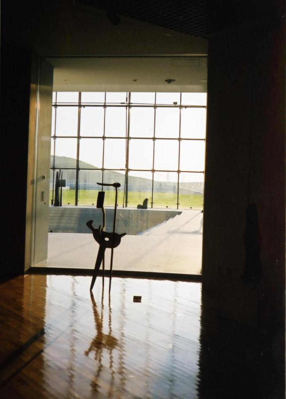 Installation view of "Isamu Noguchi Exhibition in the Glass Pyramid," Moerenuma Park, Glass Pyramid Atrium, July 22, 2003 - August 31, 2003.