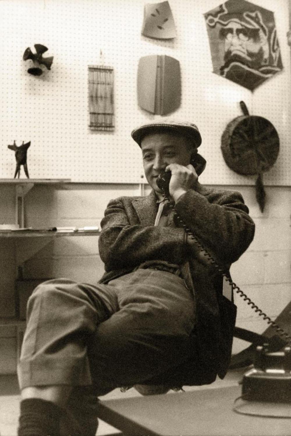 Isamu Noguchi at his Long Island City studio