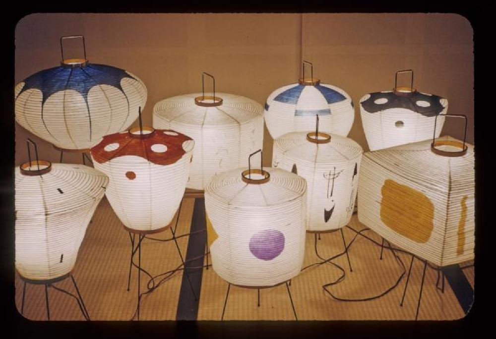 Installation view of "Akari: Lamps by Isamu Noguchi," Chuo Koron Gallery, August 2 - 7, 1954