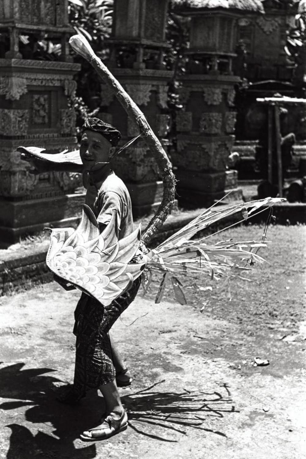 Isamu Noguchi dressed as the Garuda bird in Bali, Indonesia
