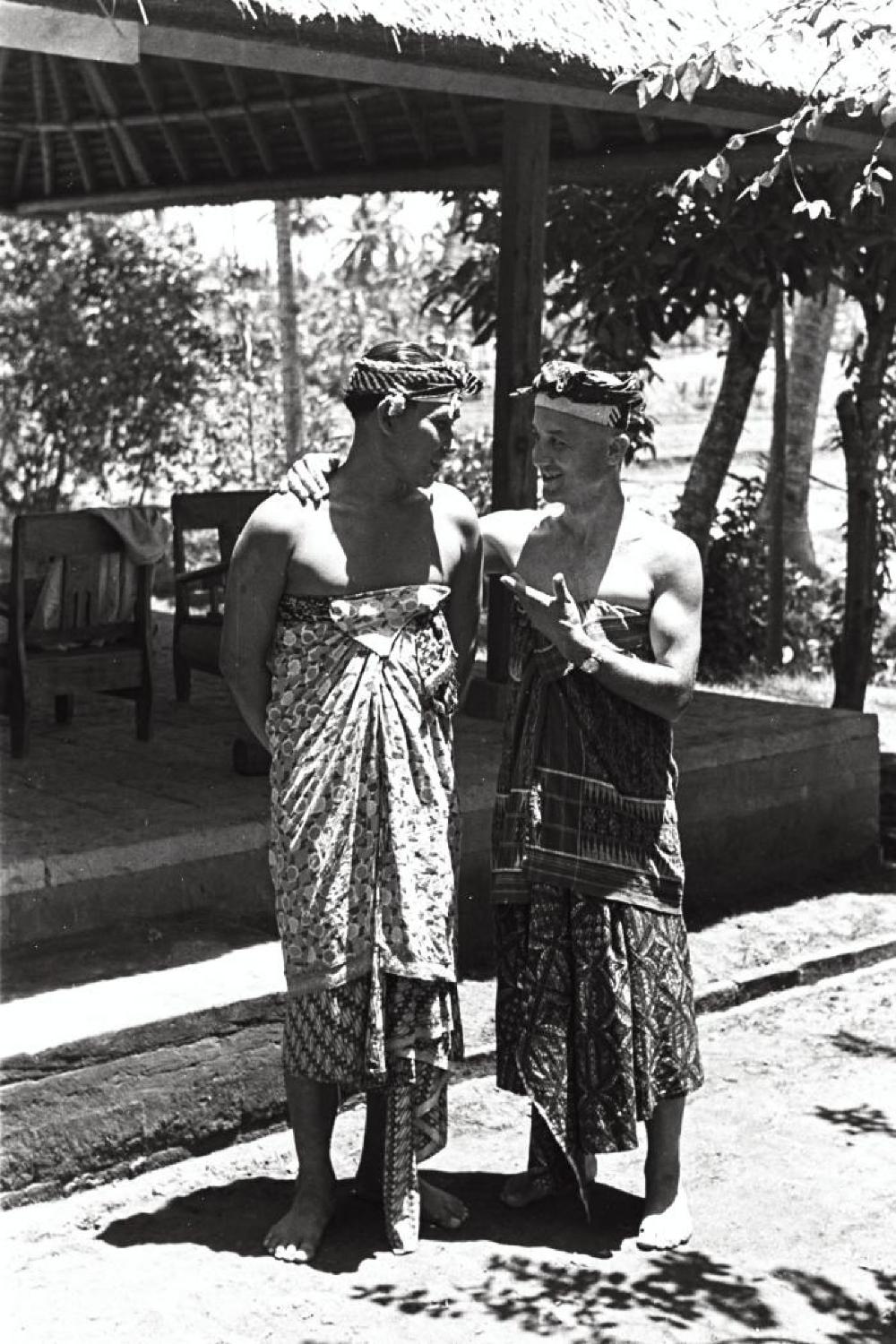 Isamu Noguchi in traditional garb in Bali, Indonesia