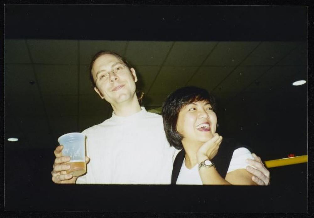 George Juergens and Amy Hau at Isamu Noguchi Garden Museum staff bowling event