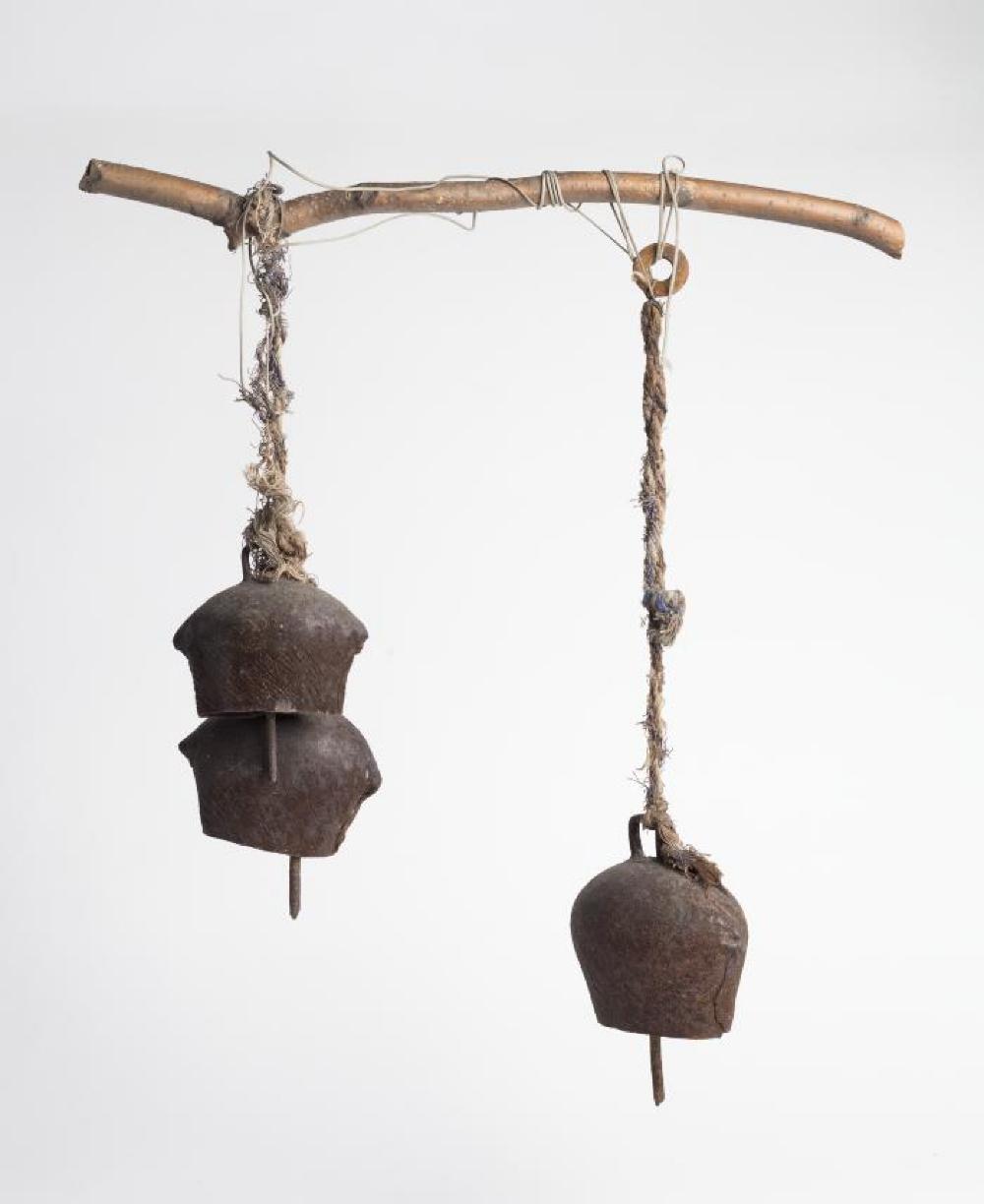 Hanging Bells; Metal, twine, wood; Collection of Isamu Noguchi. (Study Collection; Collectibles)