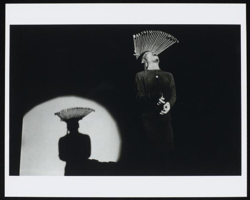 Performance photo from "Noguchi's Imaginary Landscapes," San Francisco Museum of Modern Art (travel from Walker Art Center)