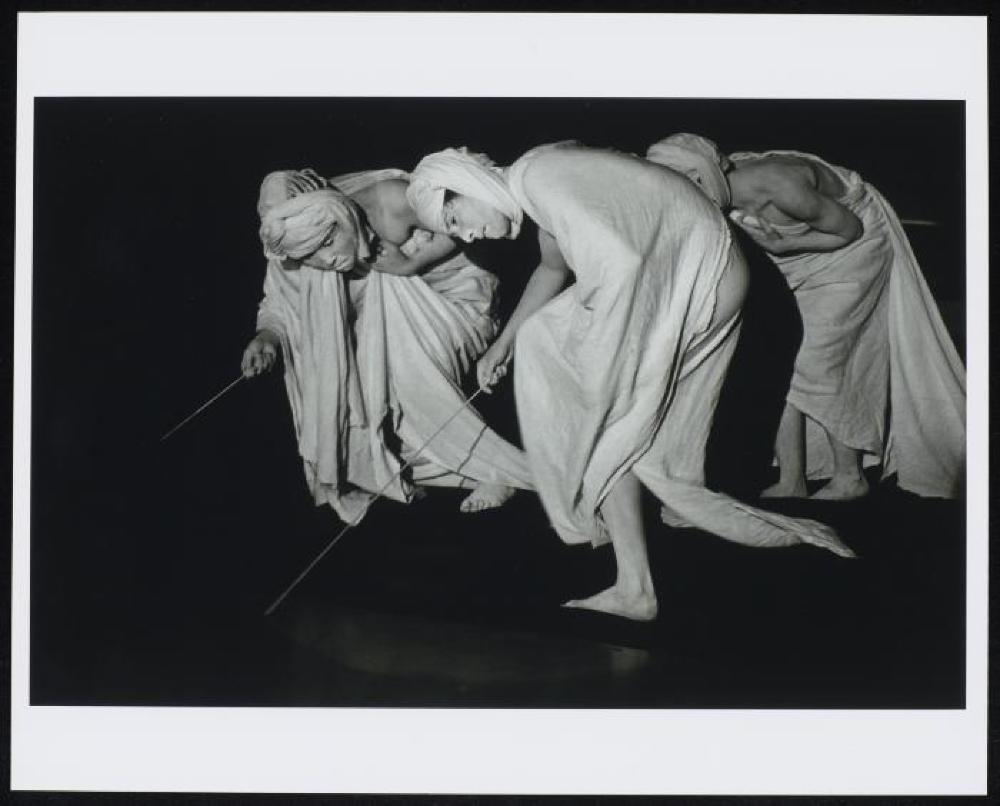 Performance photo from "Noguchi's Imaginary Landscapes," San Francisco Museum of Modern Art (travel from Walker Art Center)