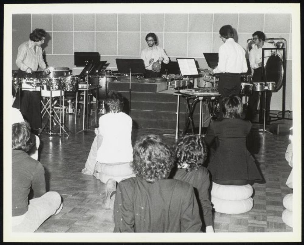 Performance photo from "Noguchi's Imaginary Landscapes," Detroit Institute of Fine Arts 