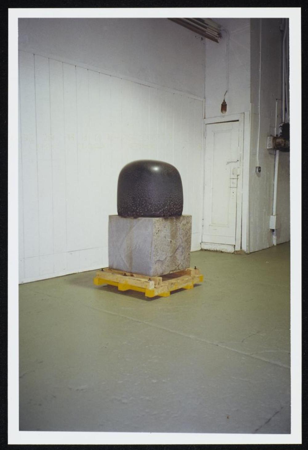 Installation process for "Relocated," The Noguchi Museum, April 10, 2001 - October 31, 2001.