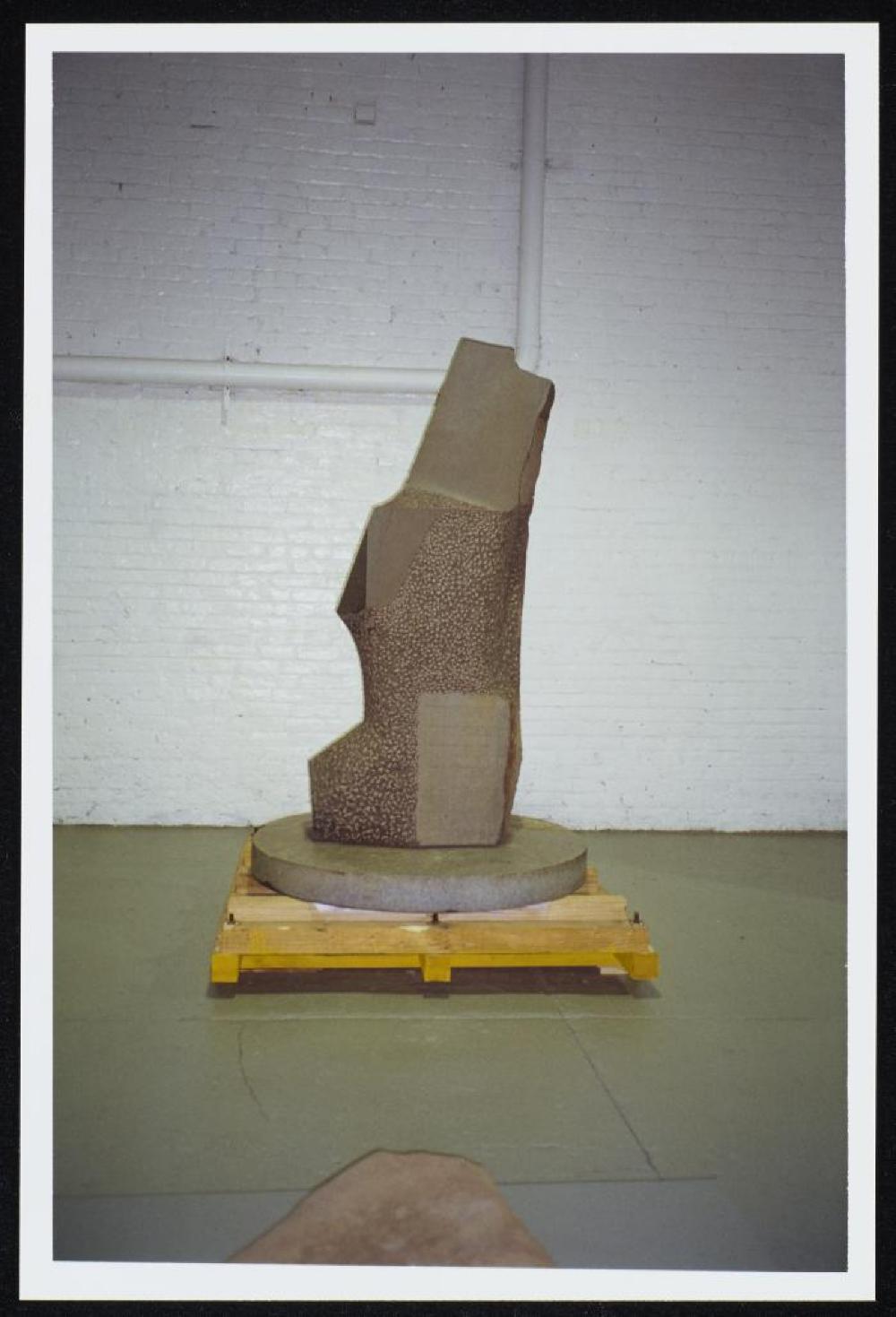 Installation process for "Relocated," The Noguchi Museum, April 10, 2001 - October 31, 2001.