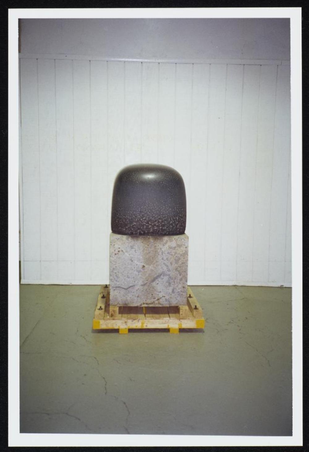 Installation process for "Relocated," The Noguchi Museum, April 10, 2001 - October 31, 2001.