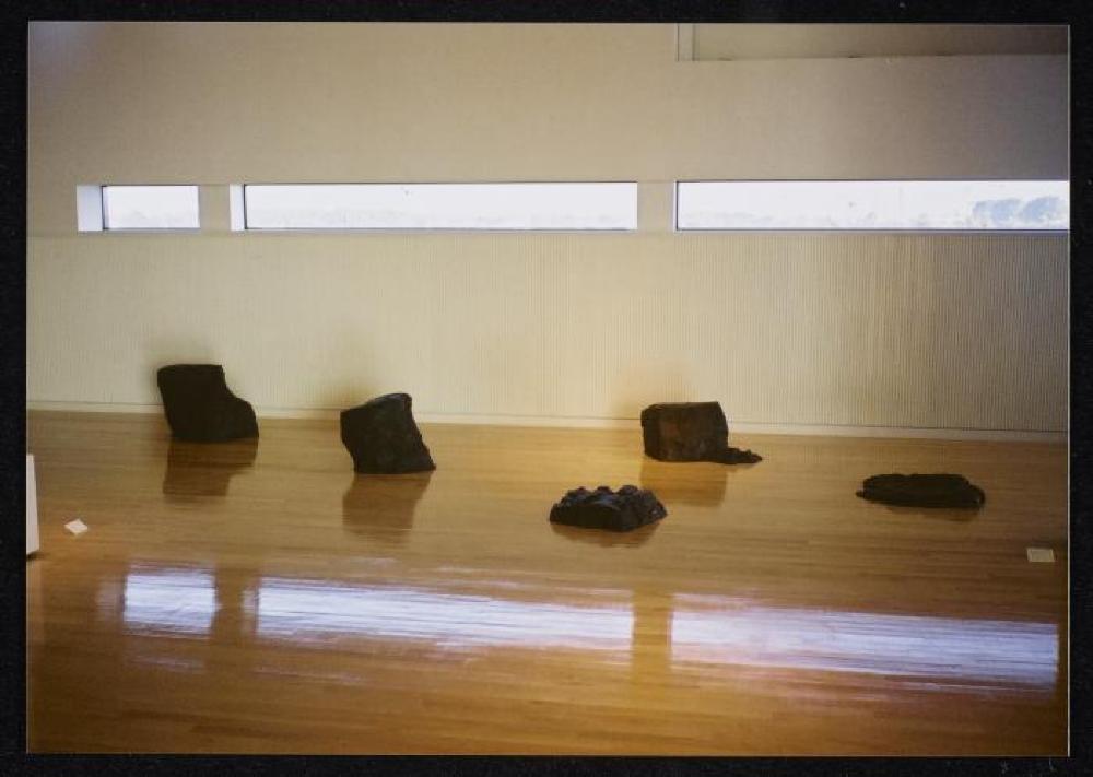 Installation view of "Isamu Noguchi Exhibition in the Glass Pyramid," Moerenuma Park, Glass Pyramid Atrium, July 22, 2003 - August 31, 2003.