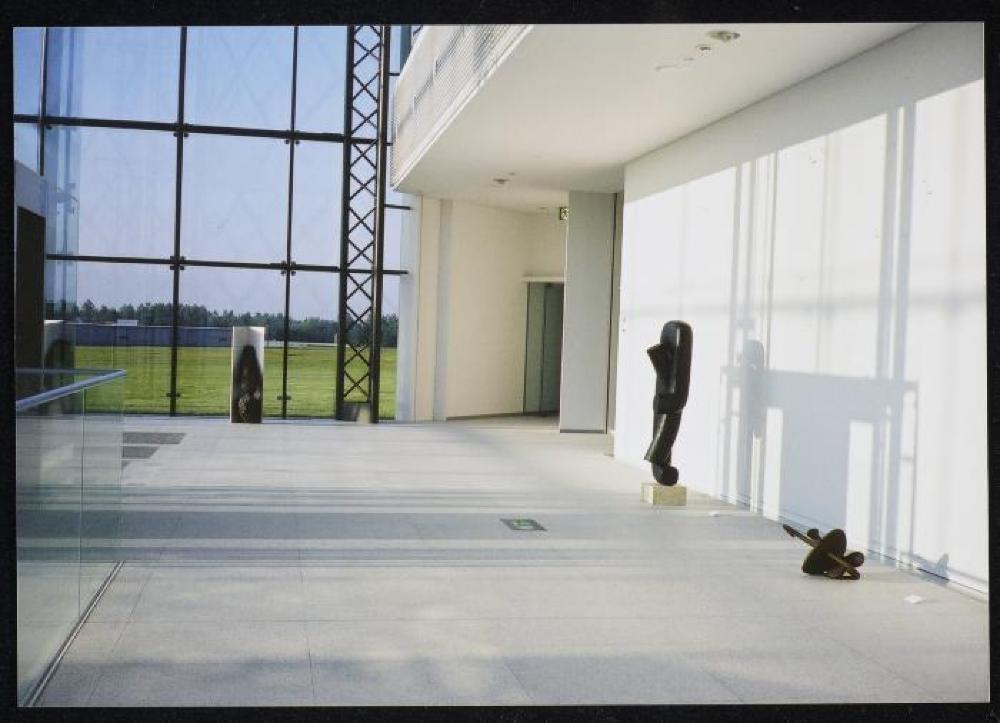 Installation view of "Isamu Noguchi Exhibition in the Glass Pyramid," Moerenuma Park, Glass Pyramid Atrium, July 22, 2003 - August 31, 2003.