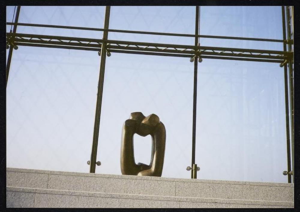 Installation view of "Isamu Noguchi Exhibition in the Glass Pyramid," Moerenuma Park, Glass Pyramid Atrium, July 22, 2003 - August 31, 2003.