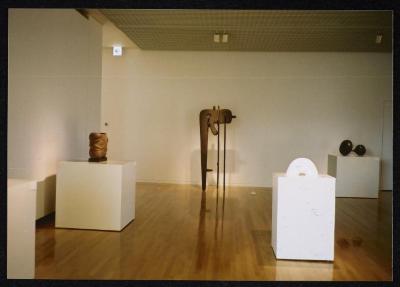 Installation view of "Isamu Noguchi Exhibition in the Glass Pyramid," Moerenuma Park, Glass Pyramid Atrium, July 22, 2003 - August 31, 2003.