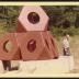 Isamu Noguchi at installation of Octetra at First International Exhibition of Modern Sculpture, Hakone Open Air Museum, Japan